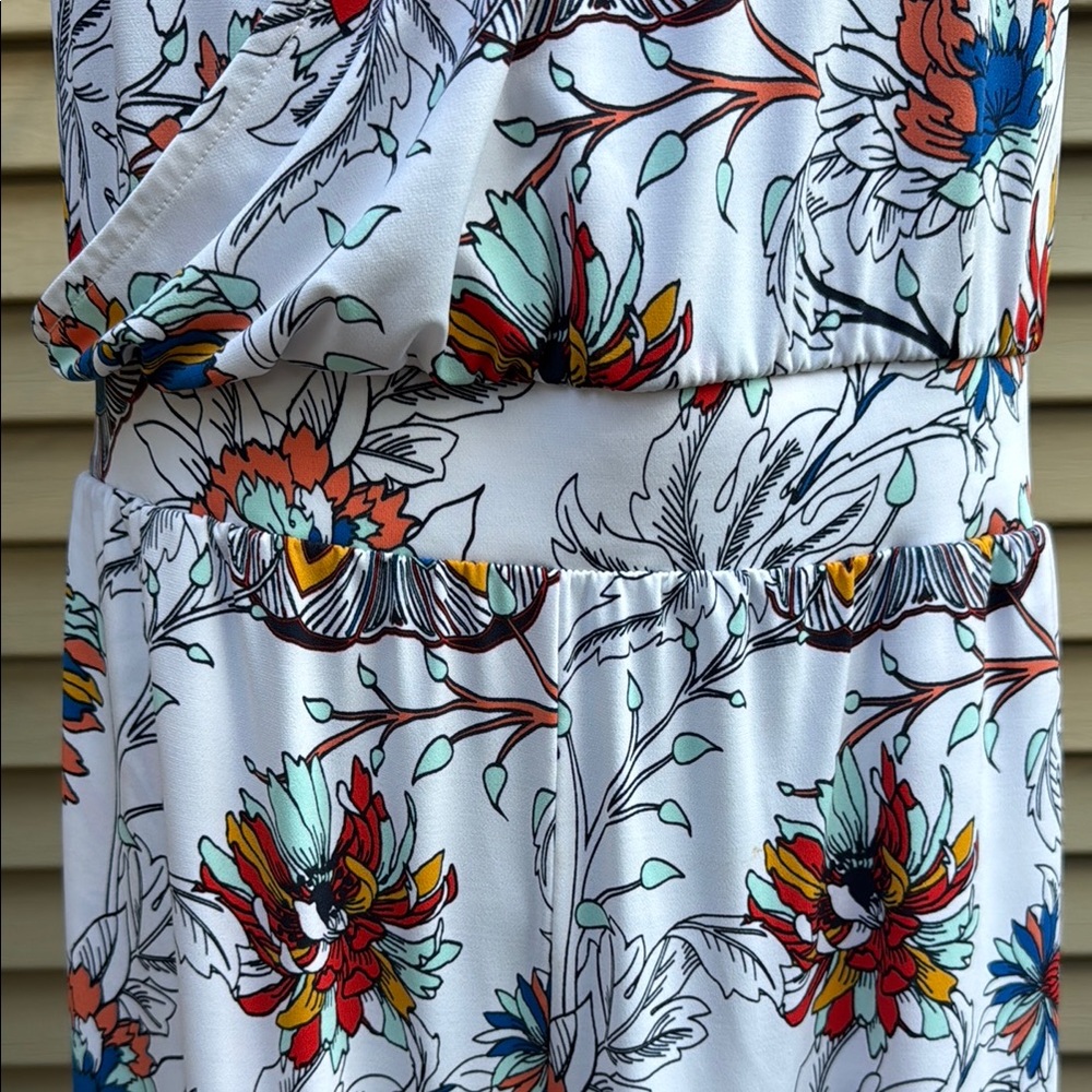 G by Giuliana Floral Sleeveless Wide Leg Jumpsuit Size Large Petite - Picture 6 of 14